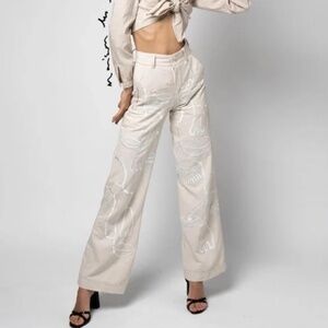Maison Les Enerves White Linen Pants